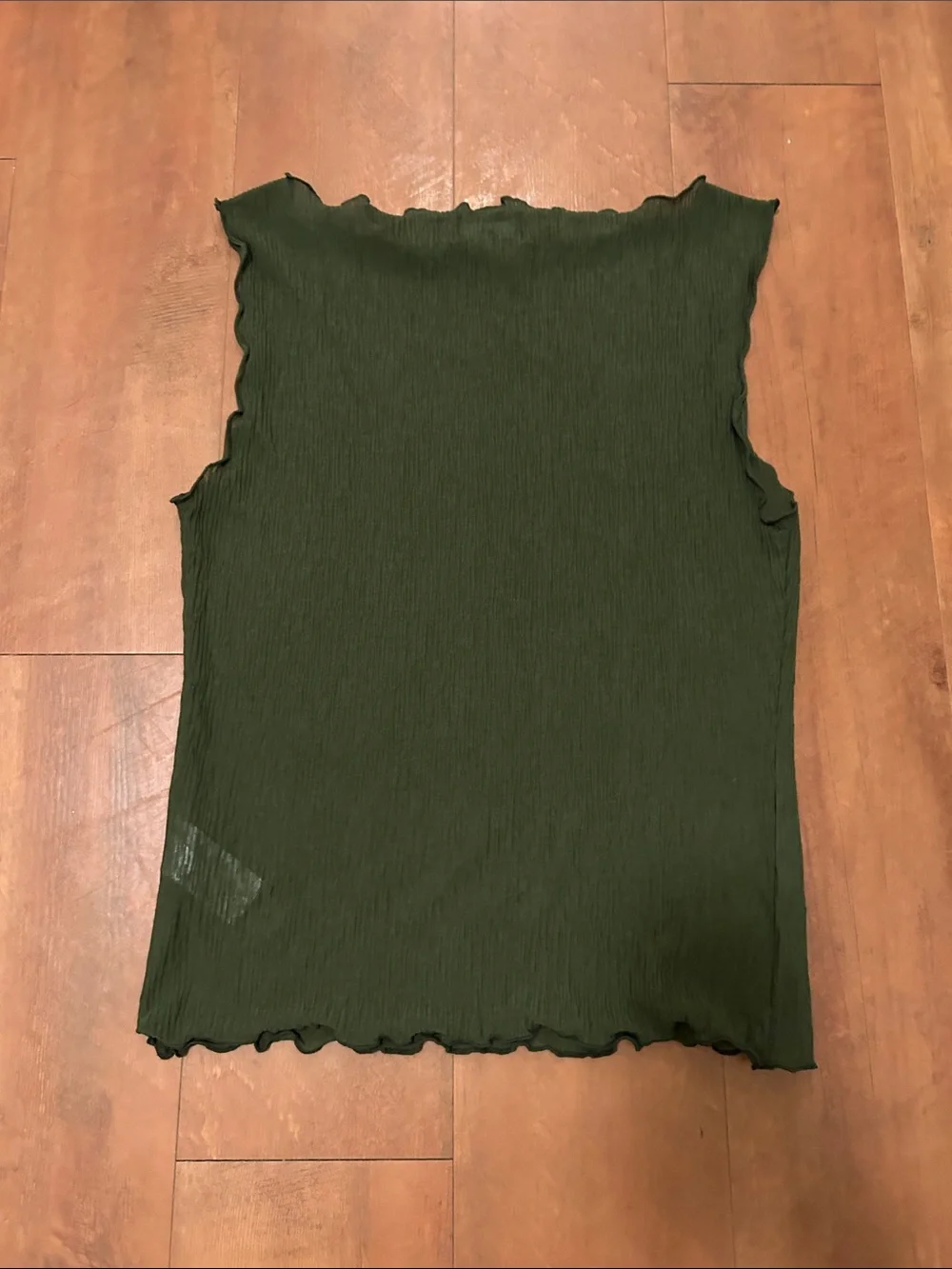 J. Crew Olive Green Ribbed Lettuce-Edge Tank